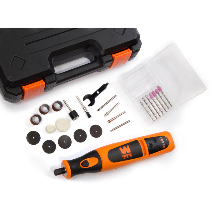 WEN 23072 Variable Speed Lithium-Ion Cordless Rotary Tool Kit with 24-Piece Accessory Set, Charger, and Carrying Case