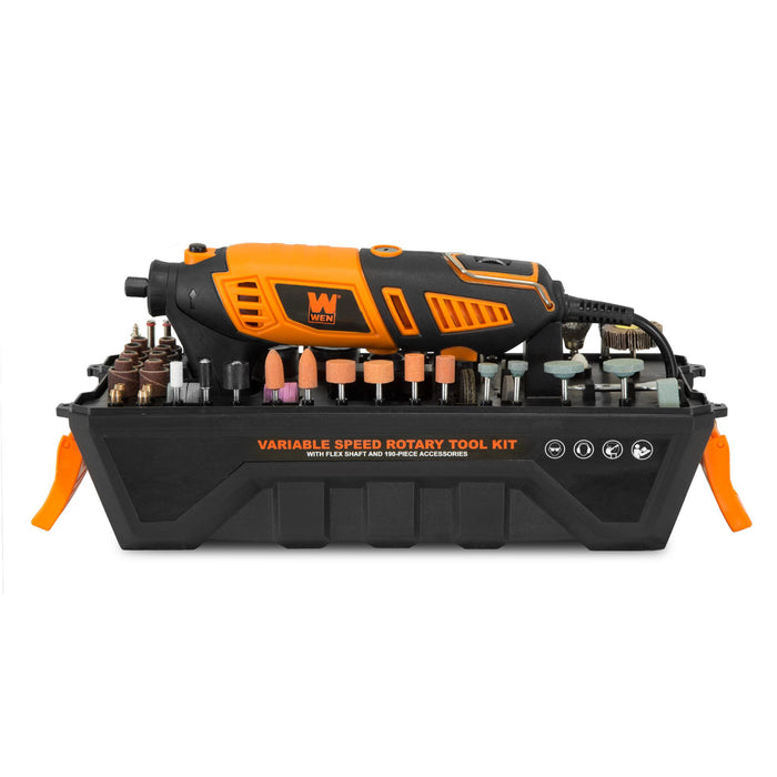 WEN 23190 1.3-Amp Variable Speed Steady-Grip Rotary Tool with 190-Piece Accessory Kit, Flex Shaft, and Carrying Case
