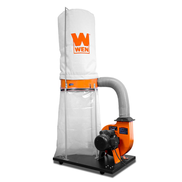 WEN 3403 1,500 CFM 16-Amp 5-Micron Woodworking Dust Collector with 50-Gallon Collection Bag and Mobile Base