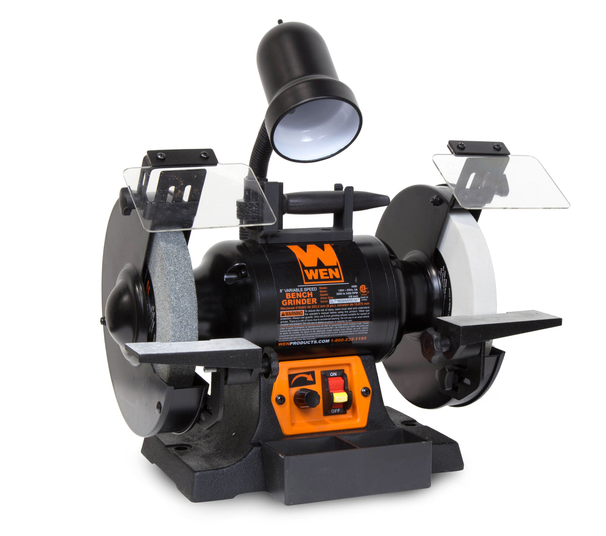 WEN R4280 5-Amp 8-Inch Variable Speed Bench Grinder with Work