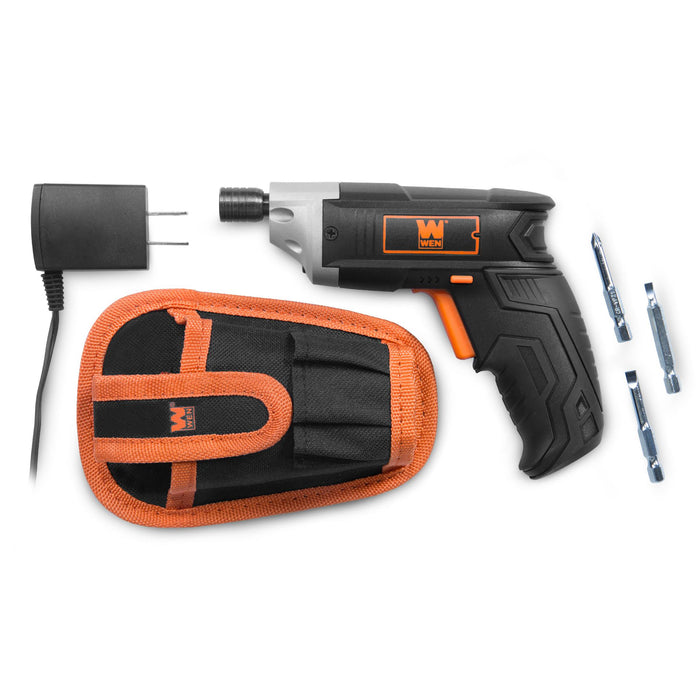 WEN 49103 3.6V Lithium-Ion Cordless Electric Screwdriver with Bits and Belt Holster