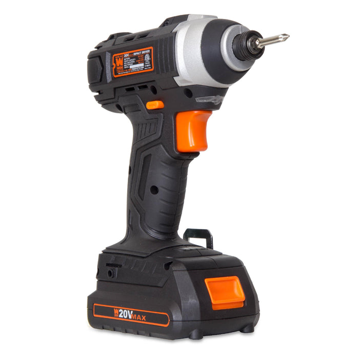 WEN 49135 20-Volt MAX Lithium-Ion Cordless 1/4-Inch Impact Driver w/ Battery, Bits, Charger and Carrying Bag