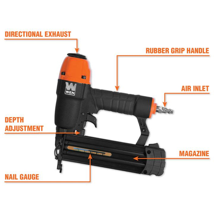 WEN 61723K 18-Gauge 3/8-Inch to 2-Inch Brad Nailer with Carrying Case and 2000 Nails