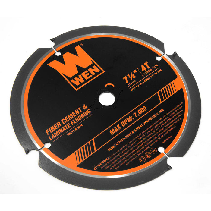 WEN BL0704 7-1/4-Inch 4-Tooth Diamond-Tipped (PCD) Professional Circular Saw Blade for Fiber Cement and Laminate Flooring