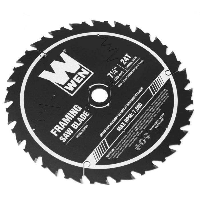 WEN BL0724 7.25-Inch 24-Tooth Carbide-Tipped Professional Framing Saw Blade for Miter Saws and Circular Saws