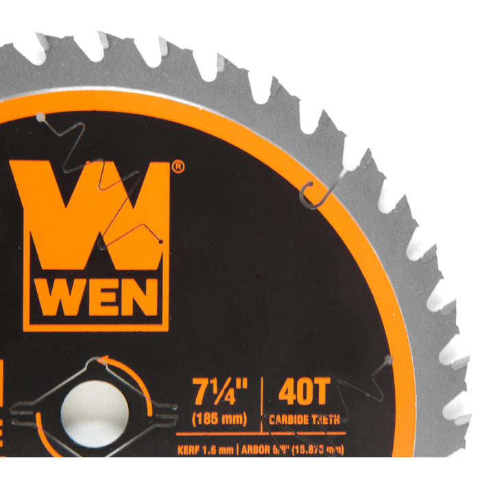 WEN BL0740 7.25-Inch 40-Tooth Carbide-Tipped Professional Finish Saw Blade for Miter Saws and Circular Saws
