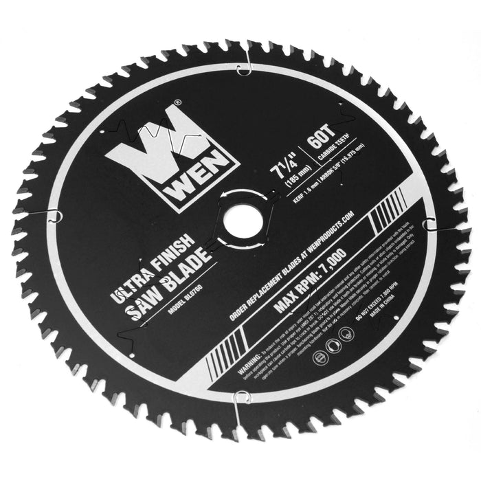 WEN BL0760 7.25-Inch 60-Tooth Carbide-Tipped Professional Ultra Fine-Finish Circular Saw Blade with Cool-Cut Coating