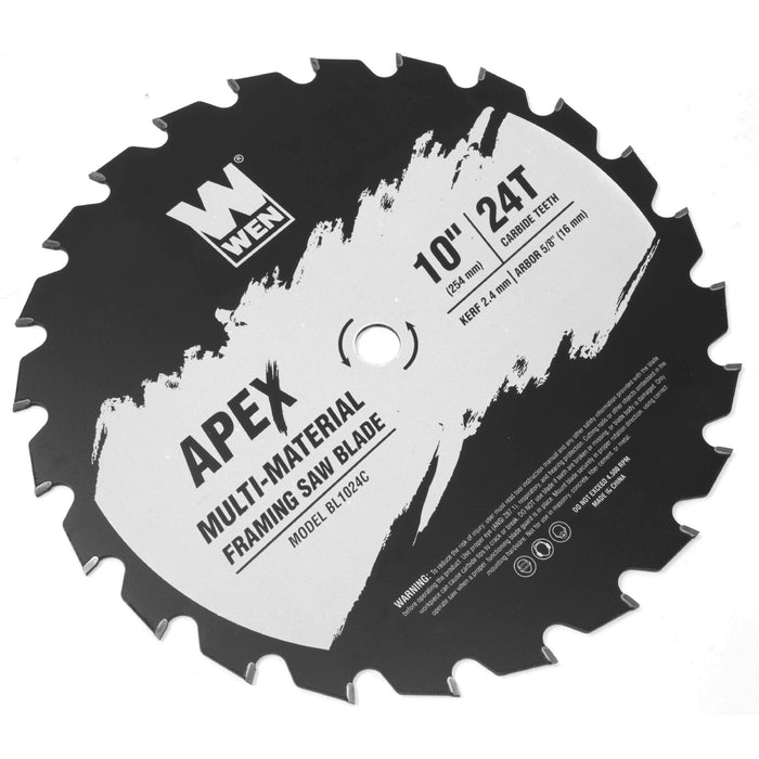 WEN BL1024C Apex 10-Inch 24-Tooth Carbide-Tipped Multi-Material Industrial-Grade Framing Saw Blade with Cool-Cut Coating