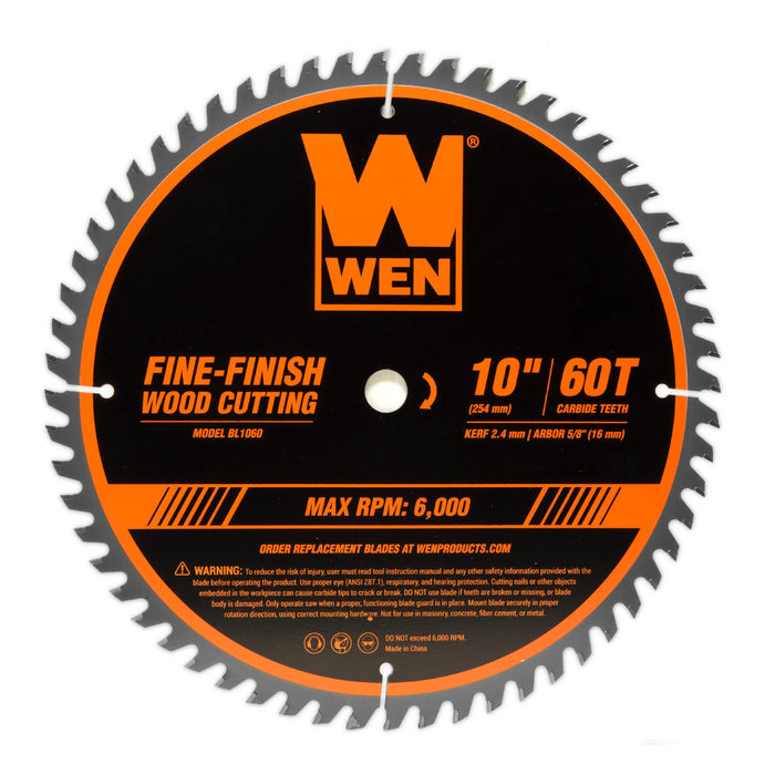 WEN BL1060 10-Inch 60-Tooth Fine-Finish Professional Woodworking Saw Blade for Miter Saws and Table Saws