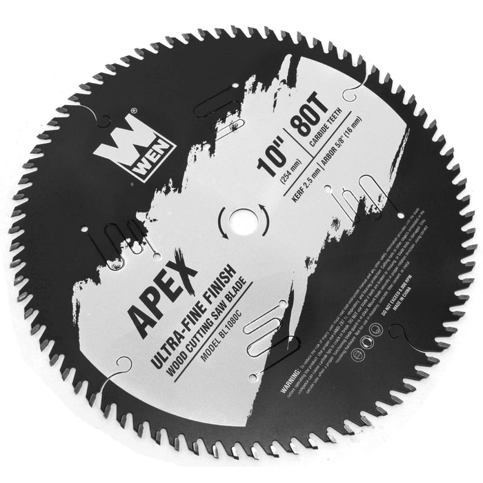 WEN 10-Inch 80-Tooth Carbide Saw Blade - Ultra-Fine Finish For Miter & Table Saws