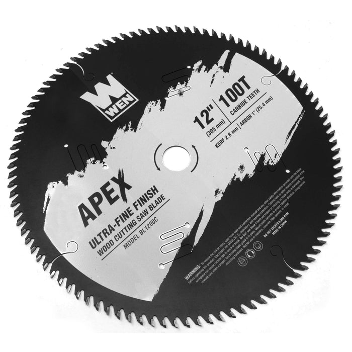 WEN BL1200C Apex 12-Inch 100-Tooth Carbide-Tipped Ultra-Fine-Finish Industrial-Grade Woodworking Saw Blade with Cool-Cut Coating