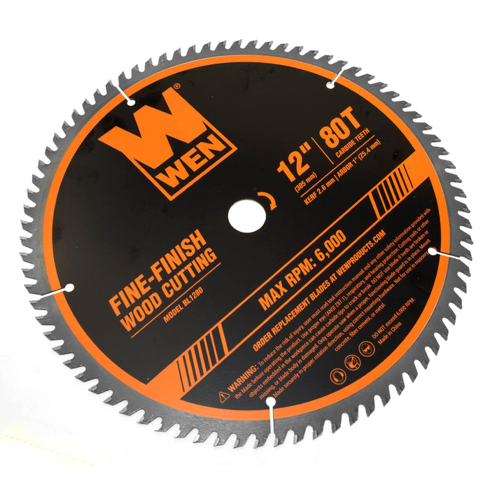 WEN BL1232-2 12-Inch 32-Tooth and 80-Tooth Carbide-Tipped Professional Woodworking Saw Blade Set, Two Pack