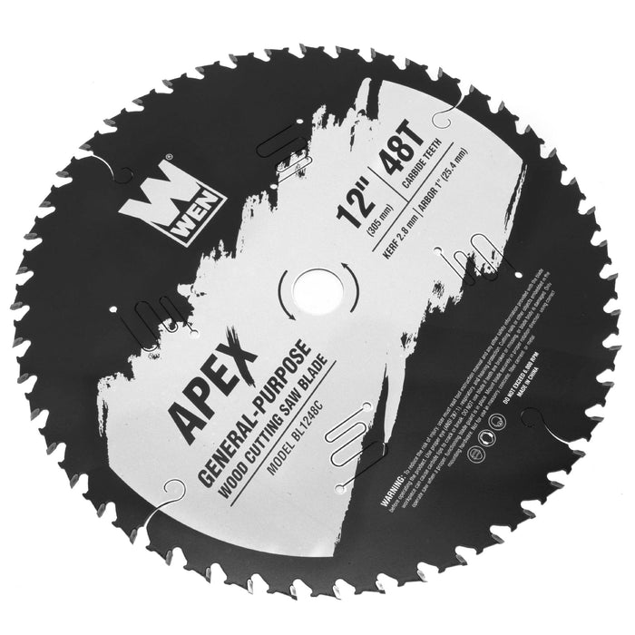 WEN BL1248C Apex 12-Inch 48-Tooth Carbide-Tipped General-Purpose Industrial-Grade Woodworking Saw Blade with Cool-Cut Coating