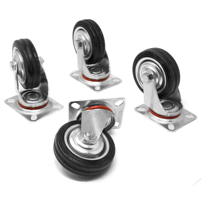 WEN CA5113W 3-Inch 110-Pound Capacity Roller-Bearing Rubber Swivel Plate Caster (4-Pack)