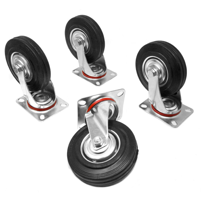 WEN CA5225W 5-Inch 220-Pound Capacity Roller-Bearing Rubber Swivel Plate Caster (4-Pack)