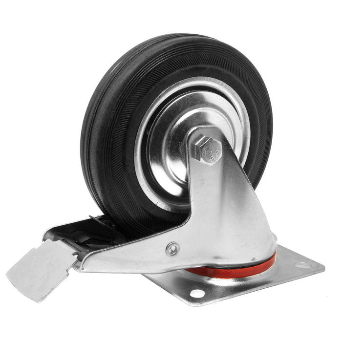 WEN CA5336B 6-Inch 330-Pound Capacity Roller-Bearing Rubber Swivel Plate Caster with Brake