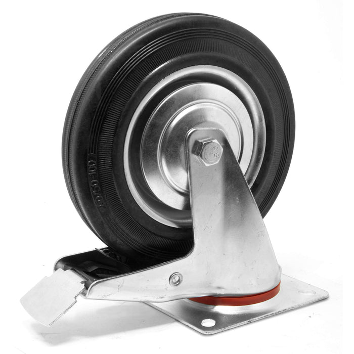 WEN CA5518B 8-Inch 510-Pound Capacity Roller-Bearing Rubber Swivel Plate Caster with Brake