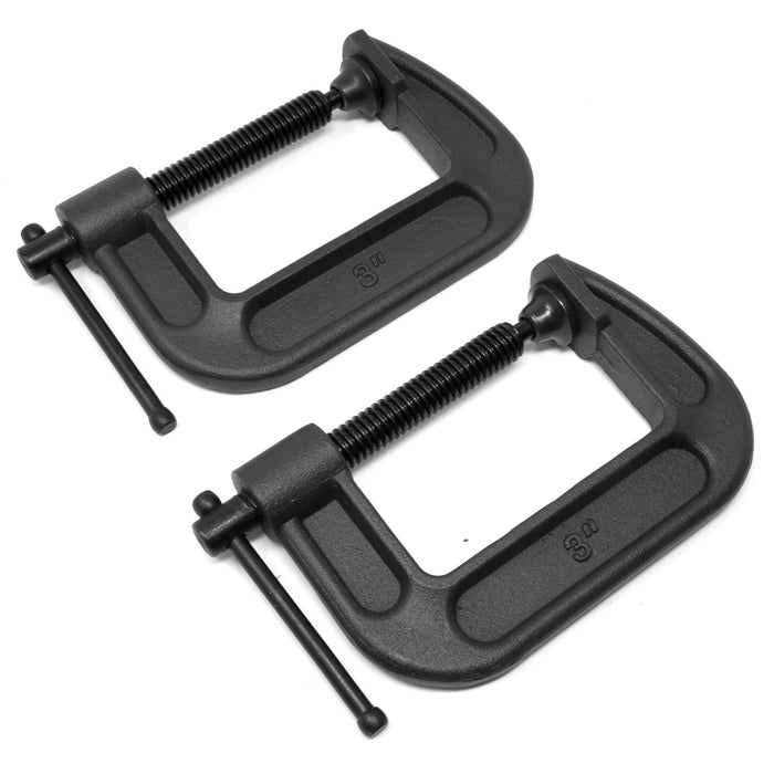 WEN CLC322 Heavy-Duty Cast Iron C-Clamps with 3-Inch Jaw Opening and 2-Inch Throat, 2 Pack