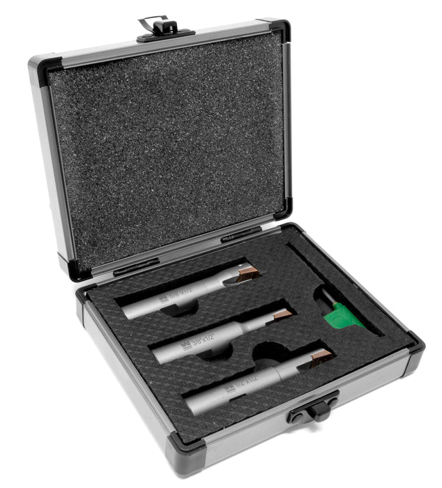 WEN DB003E 3-Piece 90-Degree Square Shoulder Indexable Carbide End Mill Set with Aluminum Storage Case