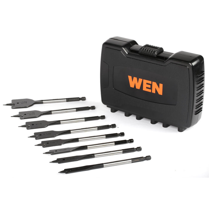 WEN DB818P 8-Piece 6-Inch Wood Spade Bit Set with Carrying Case