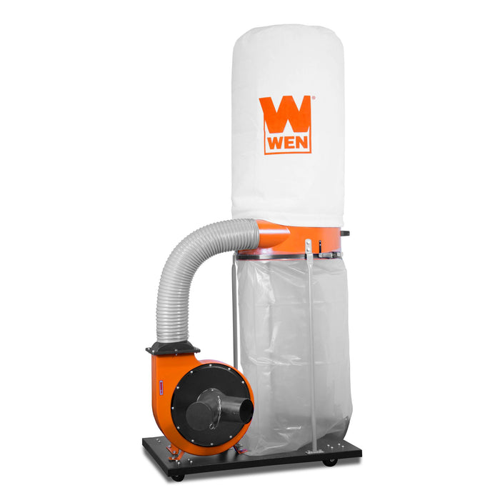 WEN DC1300 1,300 CFM 14-Amp 5-Micron Woodworking Dust Collector with 50-Gallon Collection Bag and Mobile Base