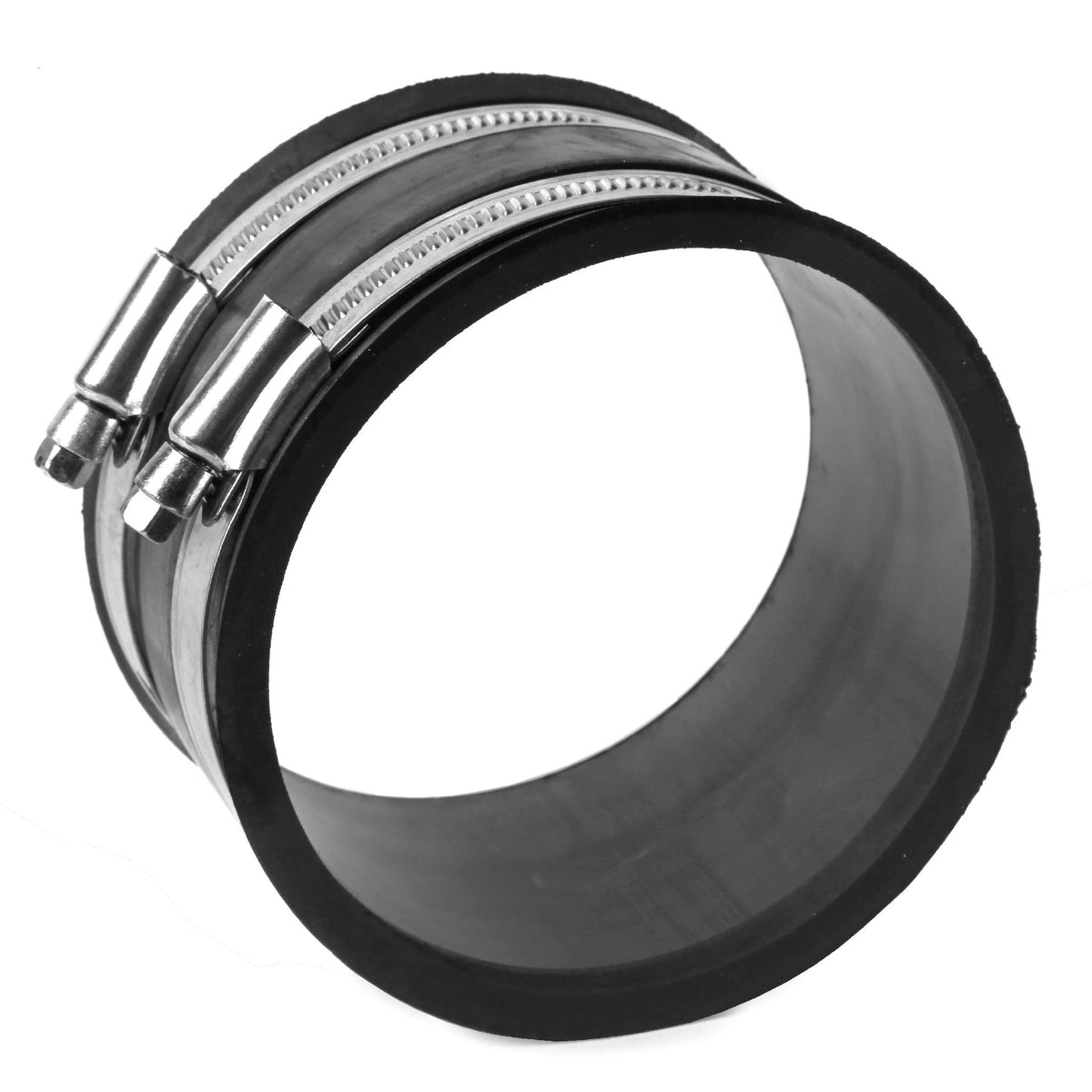 POWERTEC 4-Pack 4 Inch Dust Control Flex Cuff – Rubber Hose Connector Coupler With Steel Clamps, For Dust Collection Fittings & Pipes