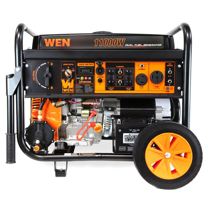 WEN DF1100X 11000-Watt 120-Volt/240-Volt Dual Fuel Transfer-Switch Ready Electric Start Portable Generator with Wheel Kit and CO Shutdown Sensor