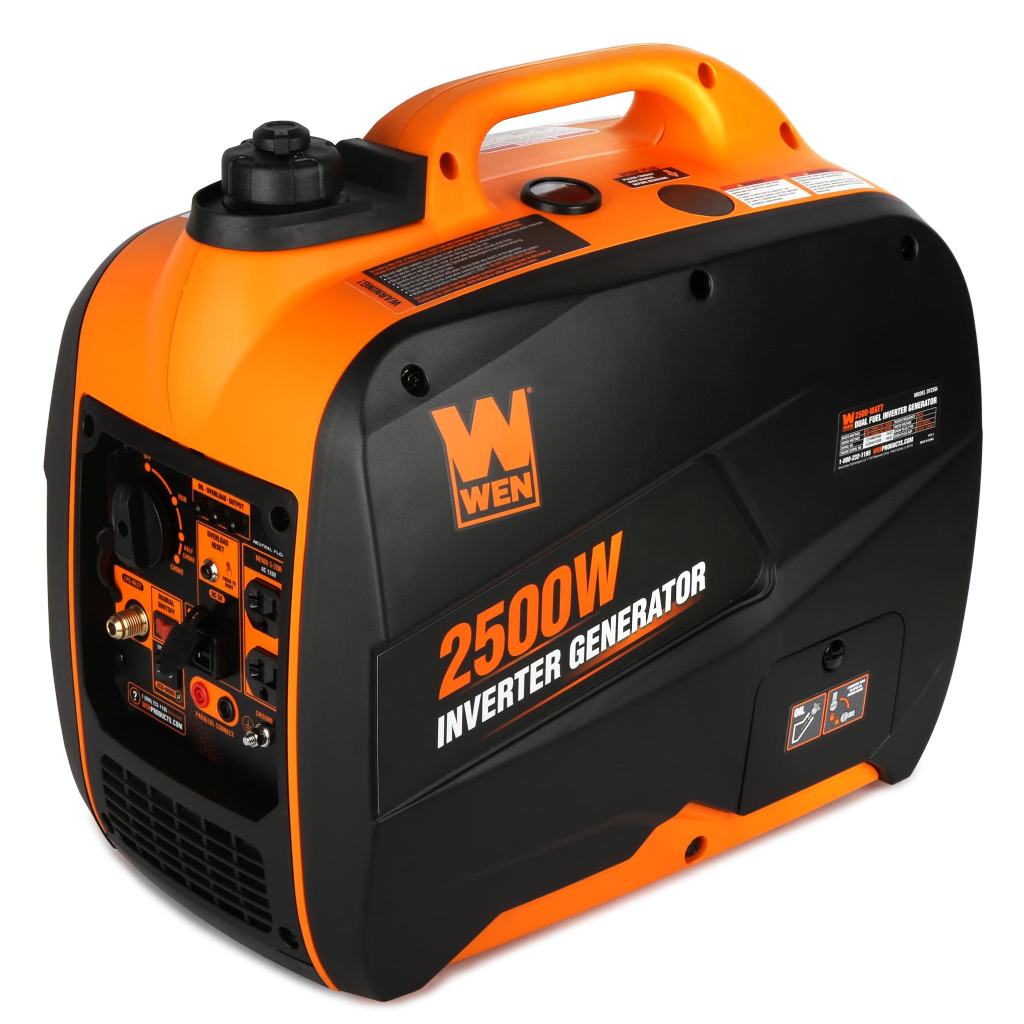WEN DF250i Super Quiet 2500-Watt Portable Dual Fuel Inverter Generator ...