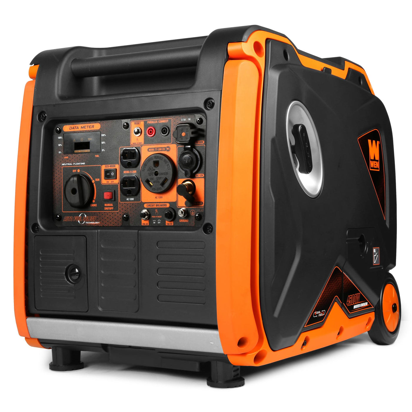 WEN DF450i Super Quiet 4500-Watt Dual Fuel RV-Ready Portable Inverter ...