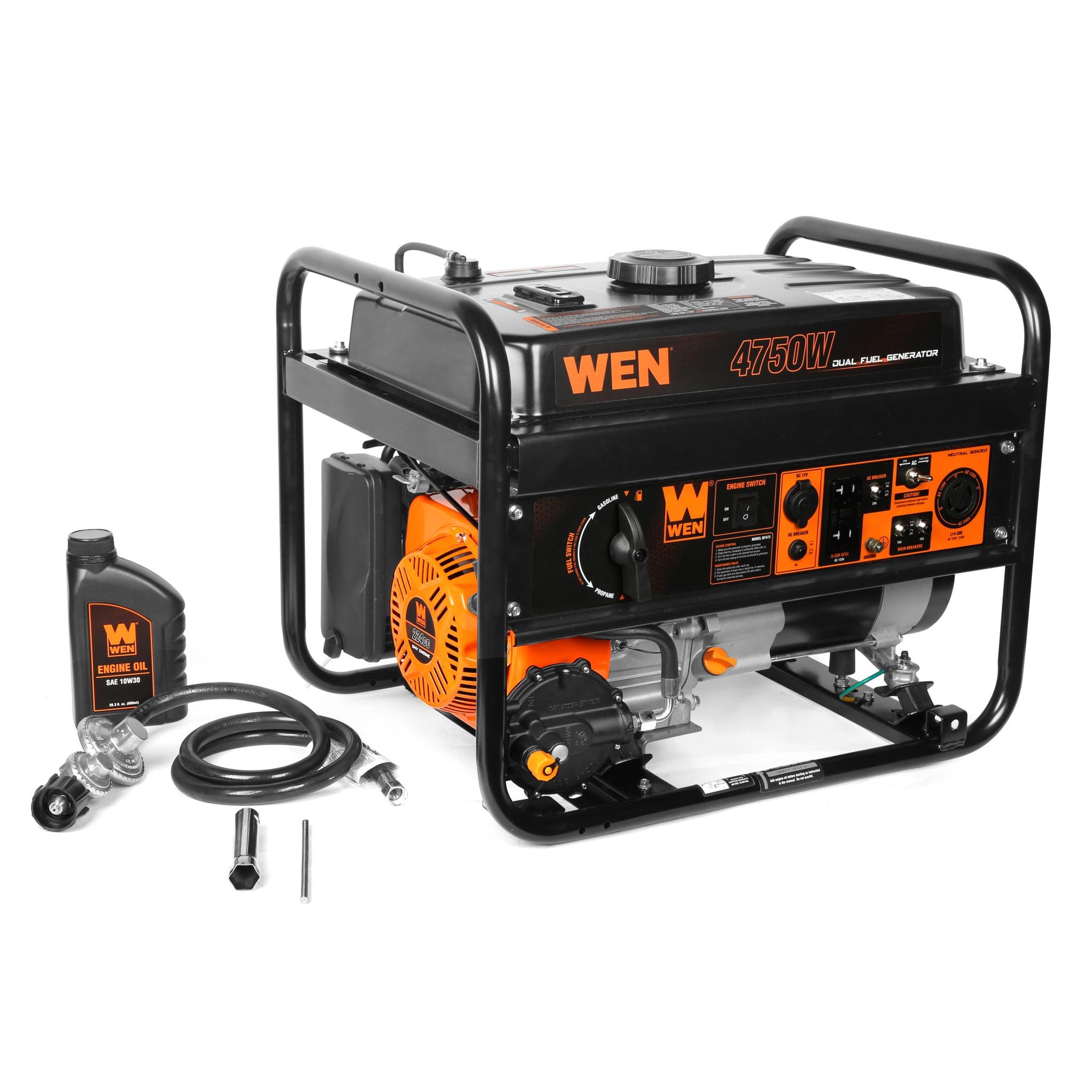 WEN DF472 4750-Watt 120-Volt/240-Volt Dual Fuel Portable Generator ...