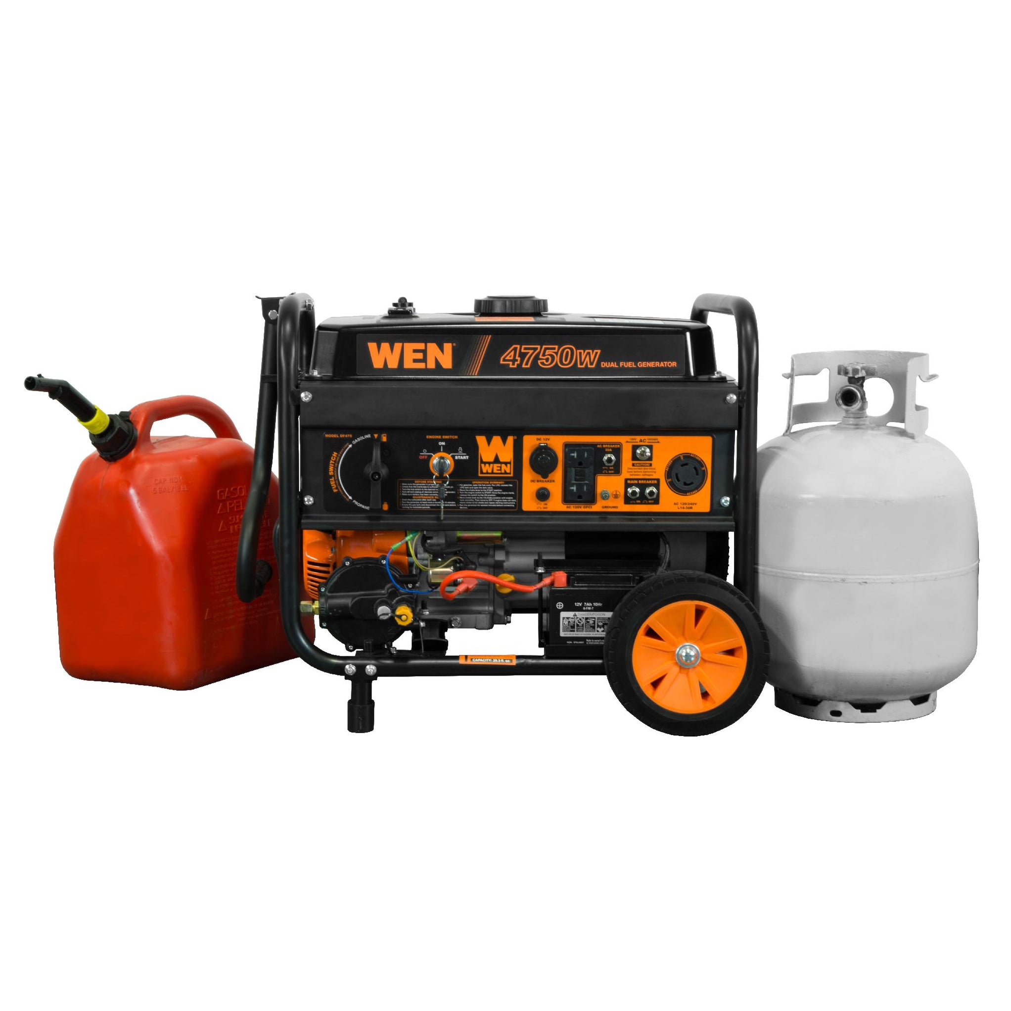 WEN DF475T 4,750/3,800-Watt 120-Volt/240-Volt Dual Fuel Gasoline And P ...