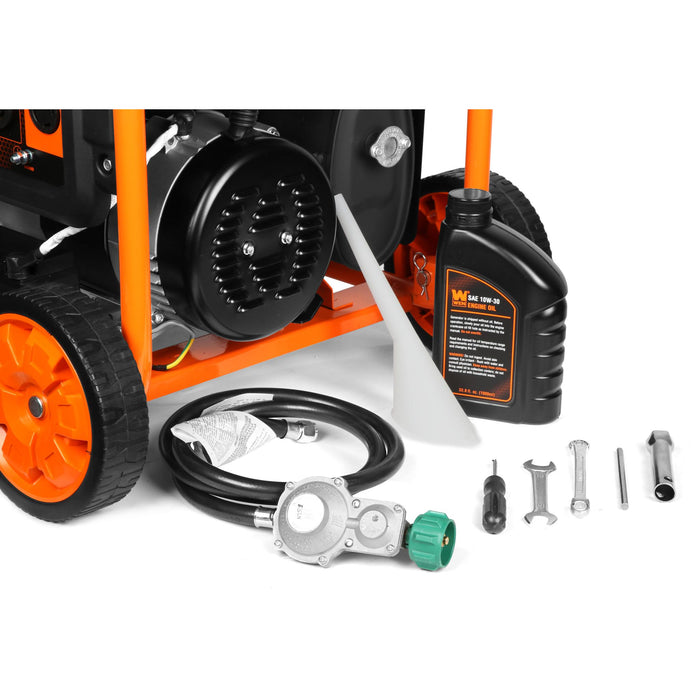 WEN DF623X 6250-Watt 120-Volt/240-Volt Dual Fuel Electric Start Portable Generator with Wheel Kit and CO Shutdown Sensor