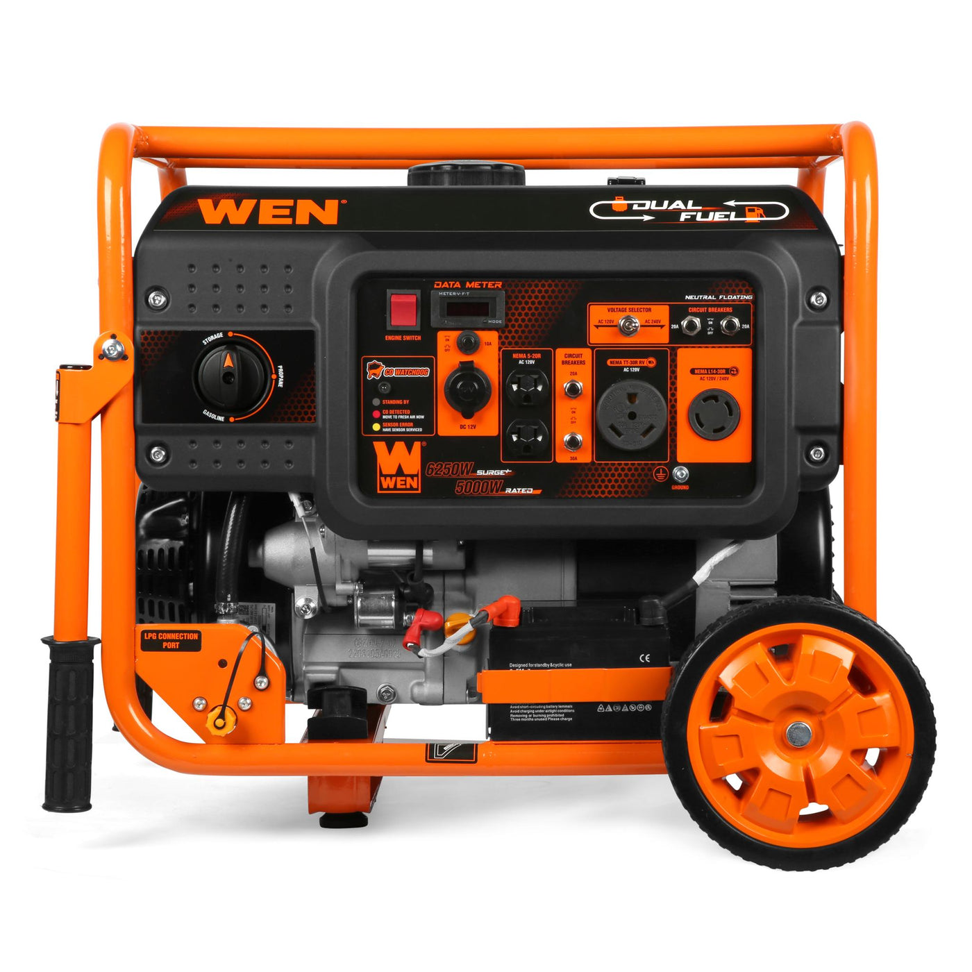 WEN DF623X 6250-Watt 120-Volt/240-Volt Dual Fuel Electric Start Portab ...