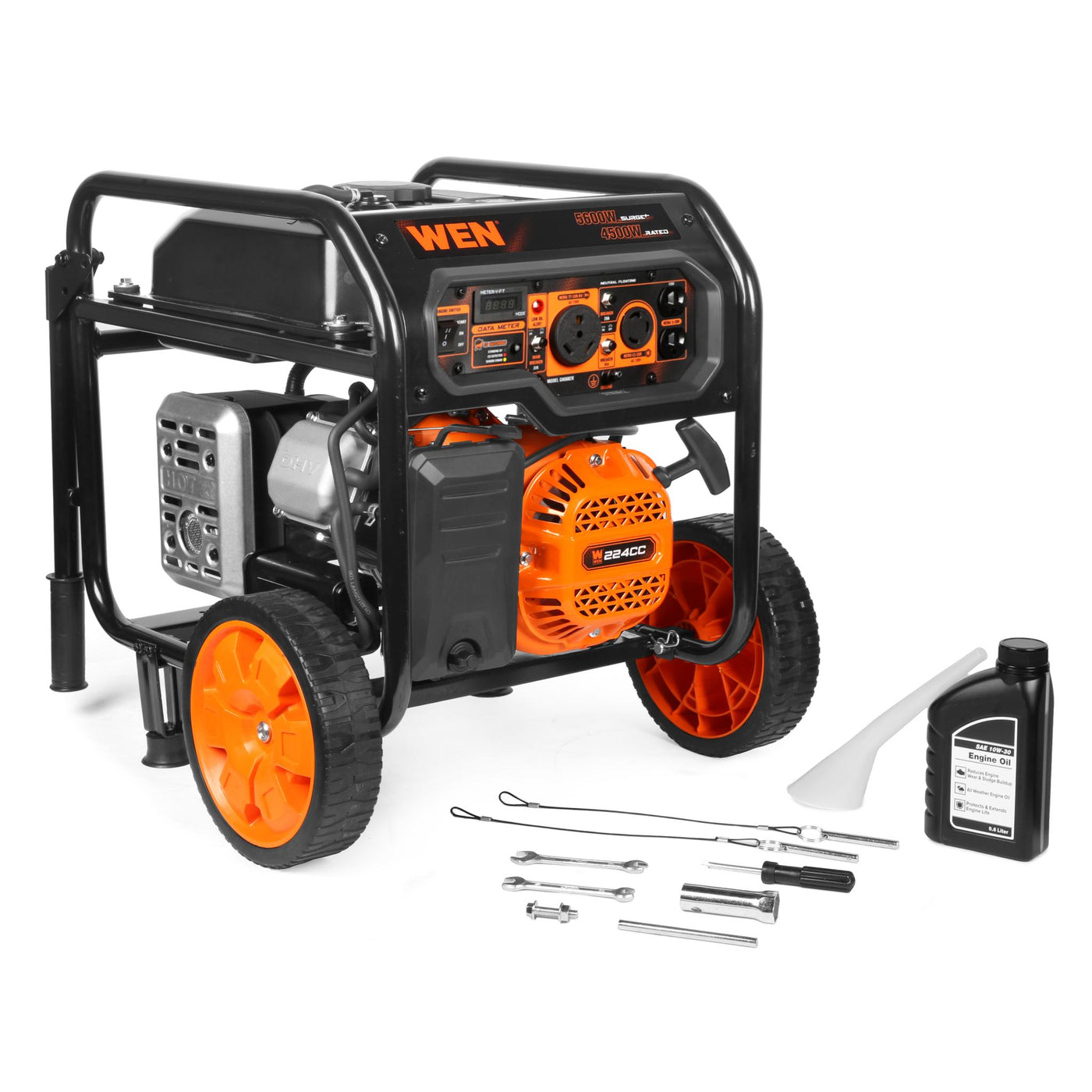 WEN GN5602X 5600Watt Portable Generator, Electric Start, 224cc, Trans