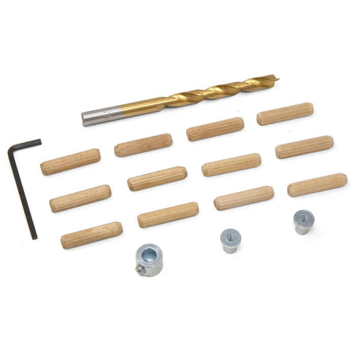 WEN JN014D 1/4-Inch Wooden Doweling Kit with Drill Bit, Stop Collar, and Fluted Birch Wood Dowels