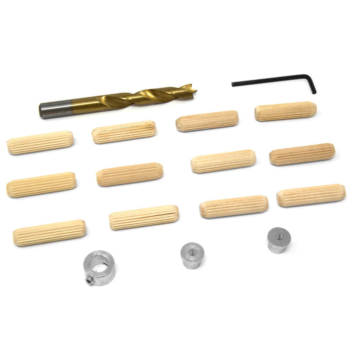 WEN JN038D 3/8 in. Wooden Doweling Kit with Drill Bit, Stop Collar and Fluted Birch Wood Dowels
