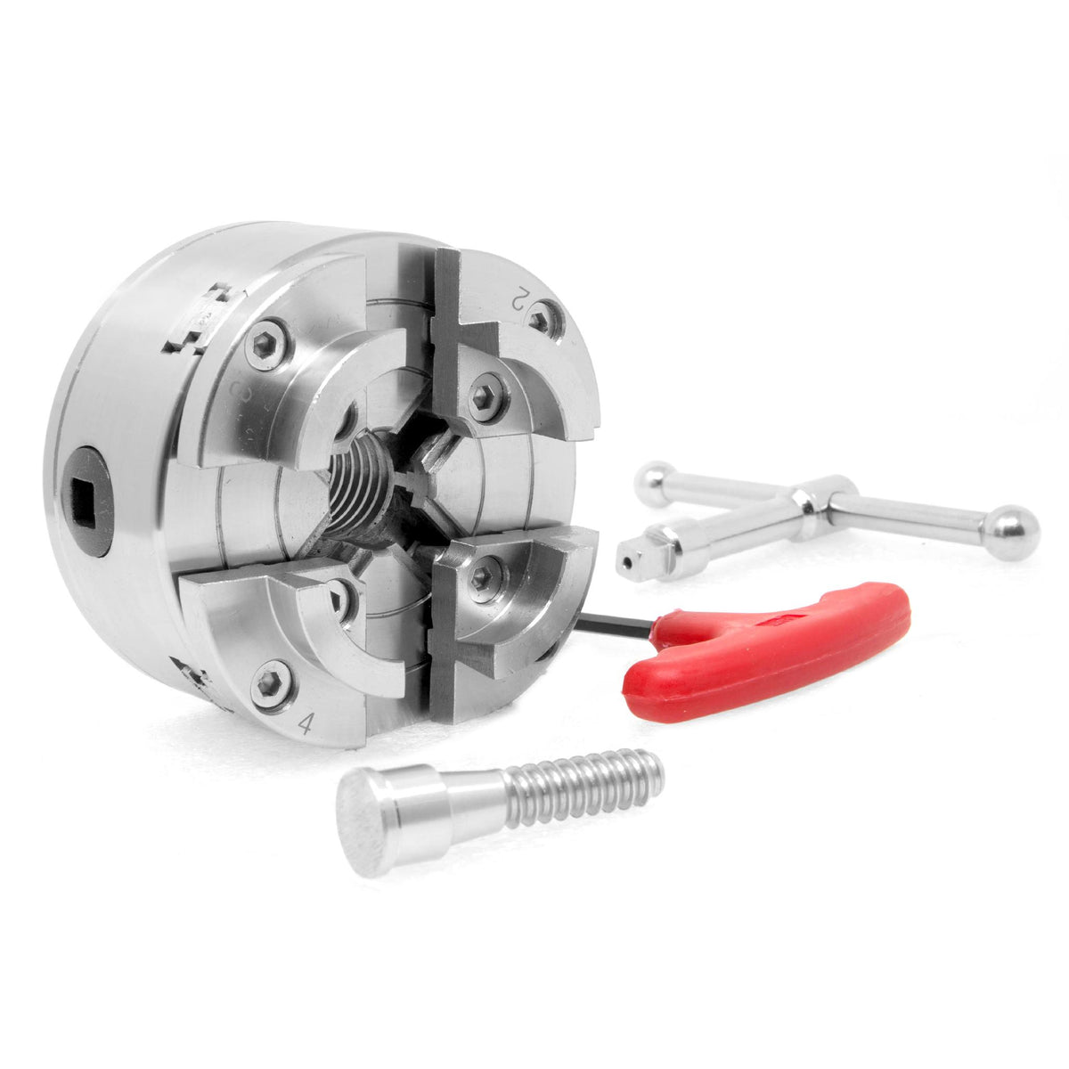 WEN LA4374 3.75-Inch 4-Jaw Self-Centering Lathe Chuck Set with 1