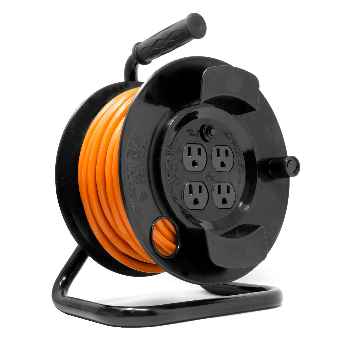 WEN PC5043R 50 ft. 14-Gauge Heavy-Duty SJTW Outdoor 14/3 Extension Cord Reel  with NEMA 5-15R Light-Up Power Outlet