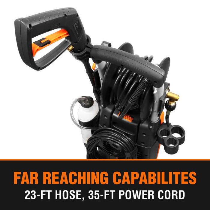 WEN PW22 2100 PSI 1.3 GPM 13.5-Amp Electric Pressure Washer with Variable Flow Power and Hose Reel