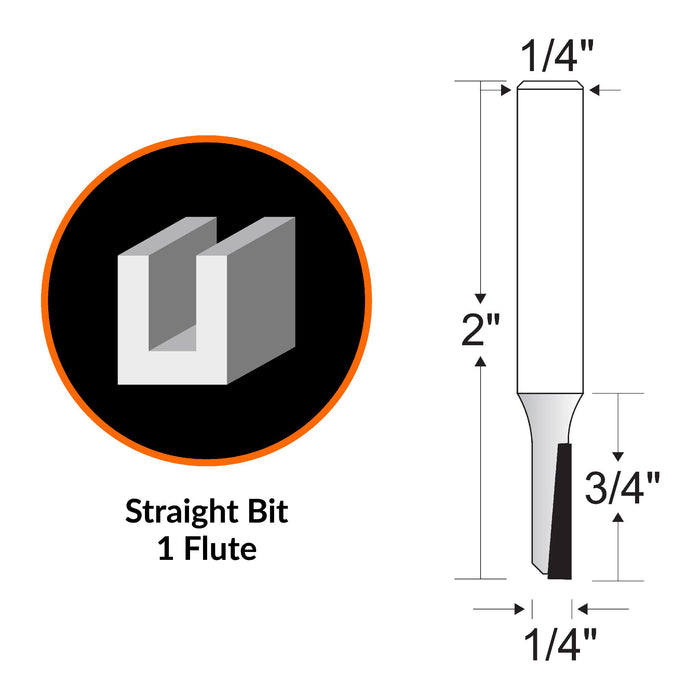 WEN RB003SF 1/4 in. Straight 1-Flute Carbide-Tipped Router Bit with 1/4 in. Shank