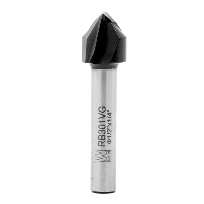 WEN RB301VG 1/2 in. V-Groove Carbide-Tipped Router Bit with 1/4 in. Shank and 1/2 in. Cutting Length