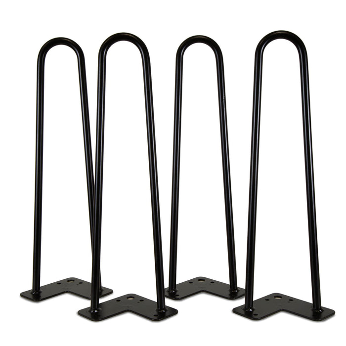 WEN TLP16B 16-Inch Mid-Century Modern Satin Black Hairpin Table Legs, 1/2" Diameter, Set of 4