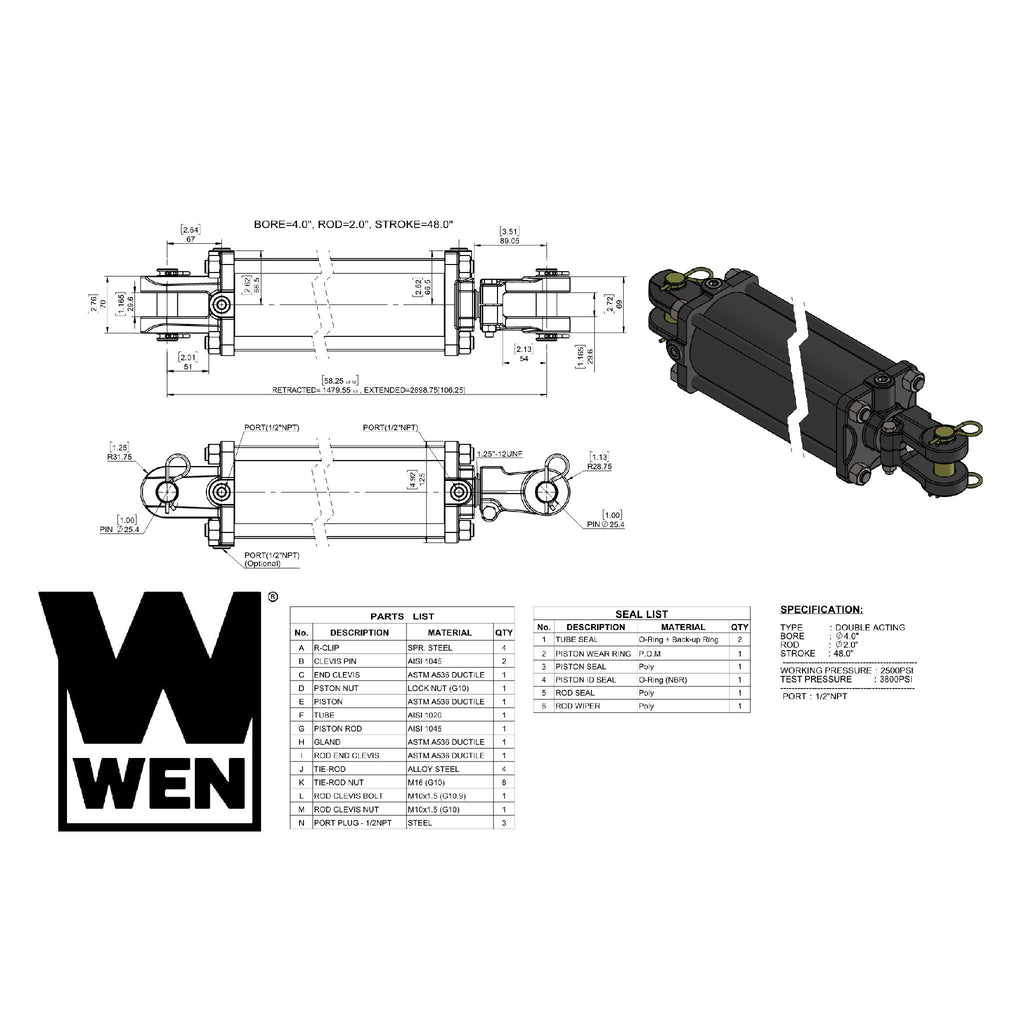 Tie Rod Hydraulic Cylinders WEN Products