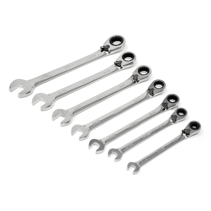 WEN WR132A 13-Piece Professional-Grade Reversible Ratcheting SAE Combination Wrench Set with Storage Rack