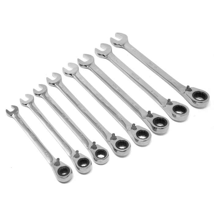 WEN WR162M 16-Piece Professional-Grade Reversible Ratcheting Metric Combination Wrench Set with Storage Pouch